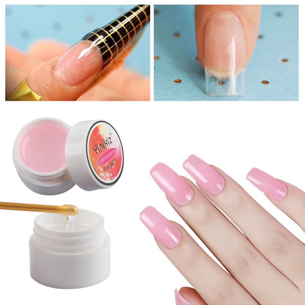 Акриловый прозрачный розовый белый порошок для ногтей резьба Кристалл Полимер 3D для дизайна ногтей советы для маникюра французский гель-стикер для наращивания ногтей
