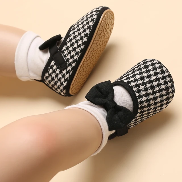 Infant Newborn Baby Girls Princess Non-Slip Floral Border Shoes Toddler Baby Soft PU Leather Prewalker Shoes Solid First Walkers D58 Black