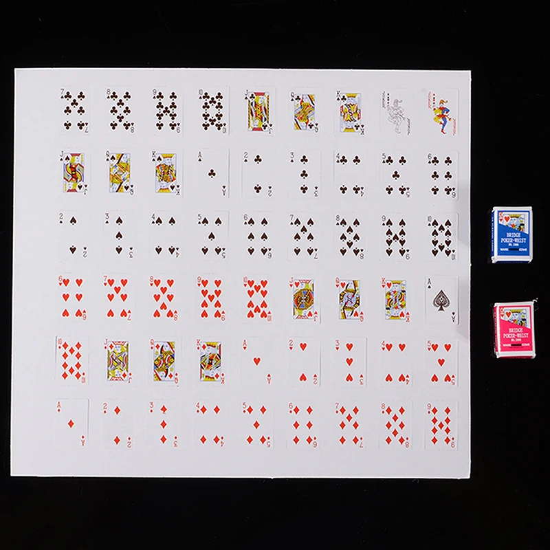 1 Set 1:12 Miniature Dollhouse Cute Mini Poker Playing Cards Style Random Funny Models Poker Toys Accessories Decoration