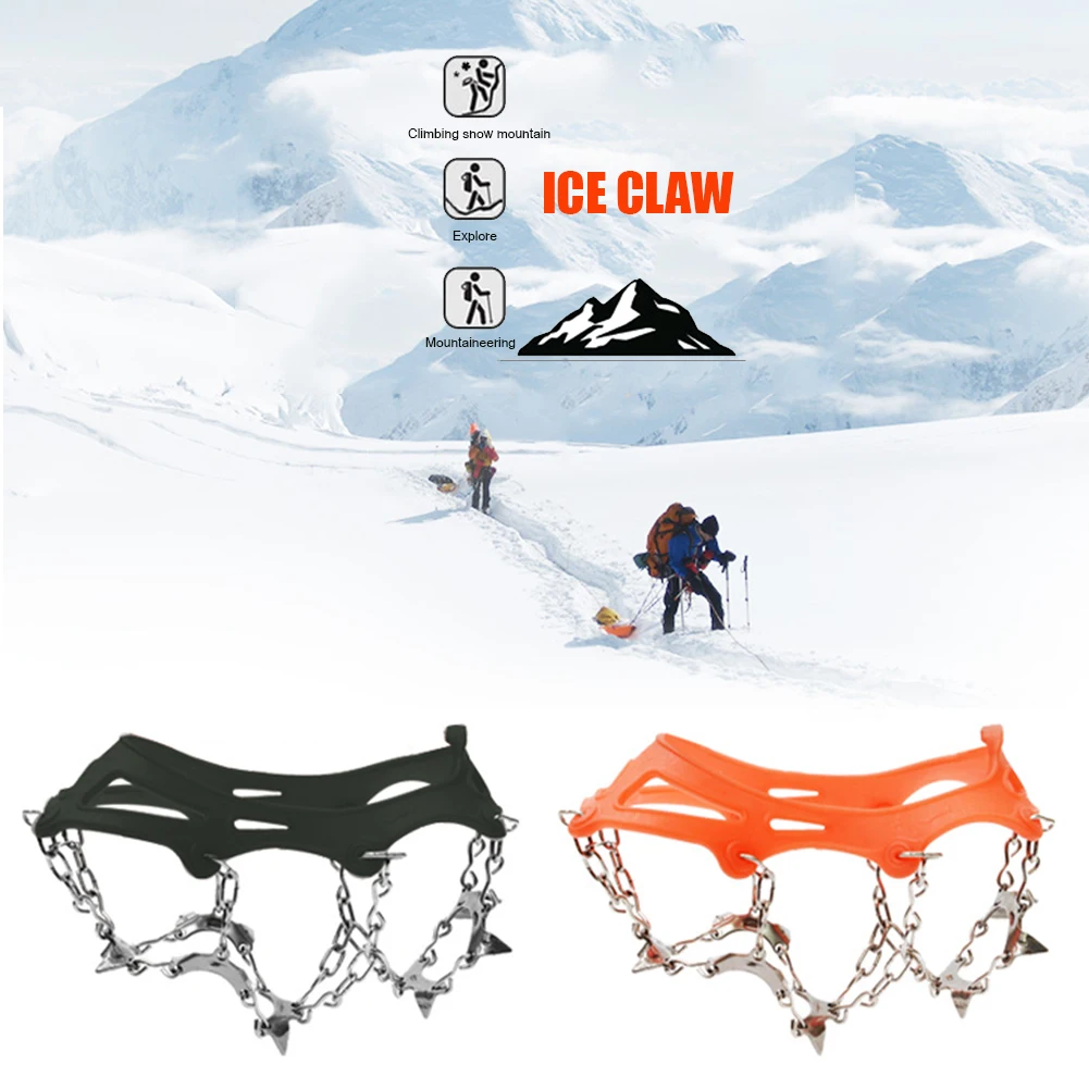 1 Pair 13 Teeth Ice Gripper Spike for Shoes Anti Slip Hiking Climbing Snow Spikes Crampons Cleats Chain Claws Grips Boots Cover 5