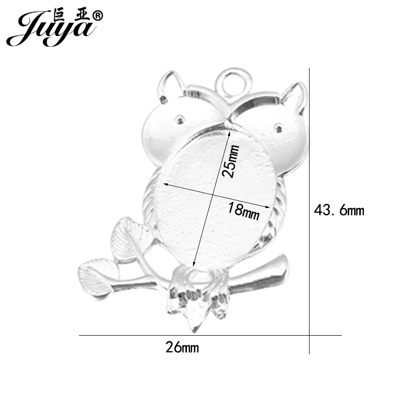 60PCS Owl Oval Pendant Cabochon Base 18x25mm Alloy Settings Bezel For Handmade DIY Jewelry Making Findings Accessories Crafts