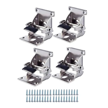 

4 Pcs Foldable Bracket-Folding Foot Hinge Bracket, Self-Locking Hinge Hardware with Screw Lock Extension for Table Legs
