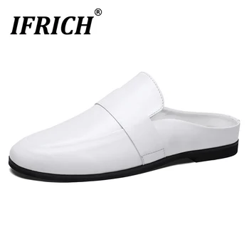 

Classic Men Half slippers Black Slip On Men Shoe Big Size 45 46 Loafers Men Shoe Half Drag Lazy Shoes For Mens Fashion Sneakers