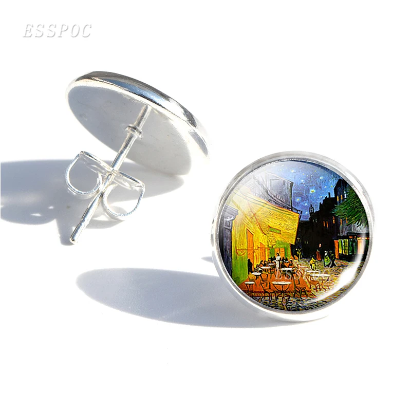 Женские серьги гвоздики с изображением подсолнуха|glass cabochon earrings|fashion stud earringsstud