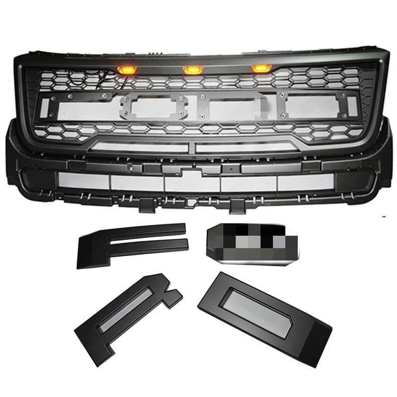 High Quality ABS Front Middle Grille Racing Grills Honeycomb Mesh With LED Lights For Ford Explorer