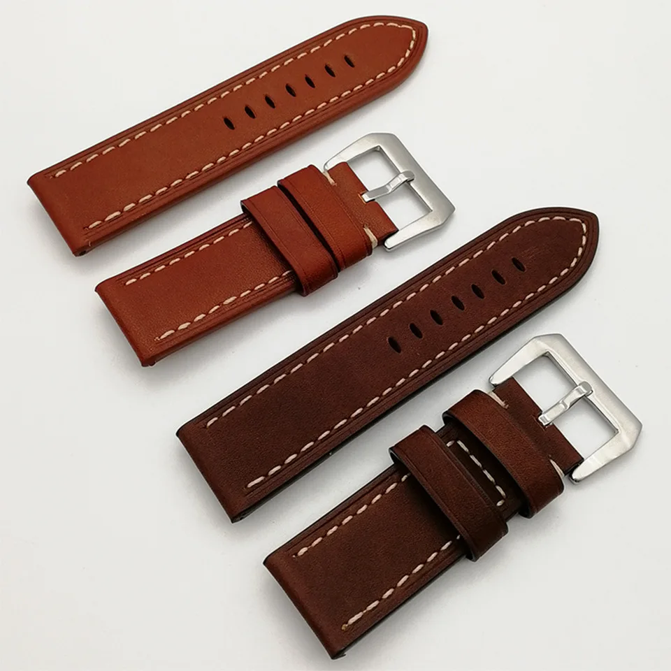 Coffee/brown Leather Watch Strap Replacement Accessories Waterproof