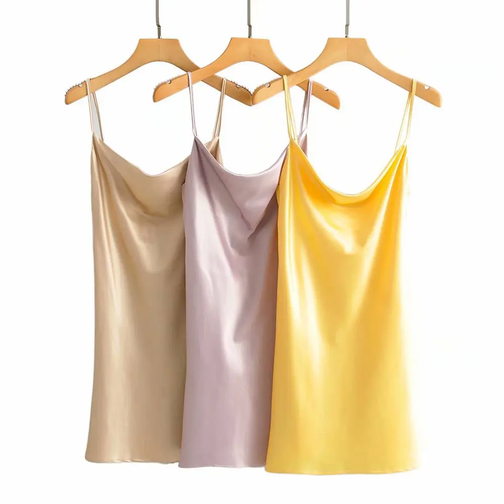 

2019 Autumn Europe And America WOMEN'S Dress New Style Sexy Satin Strapped Dress Short Skirt 9996