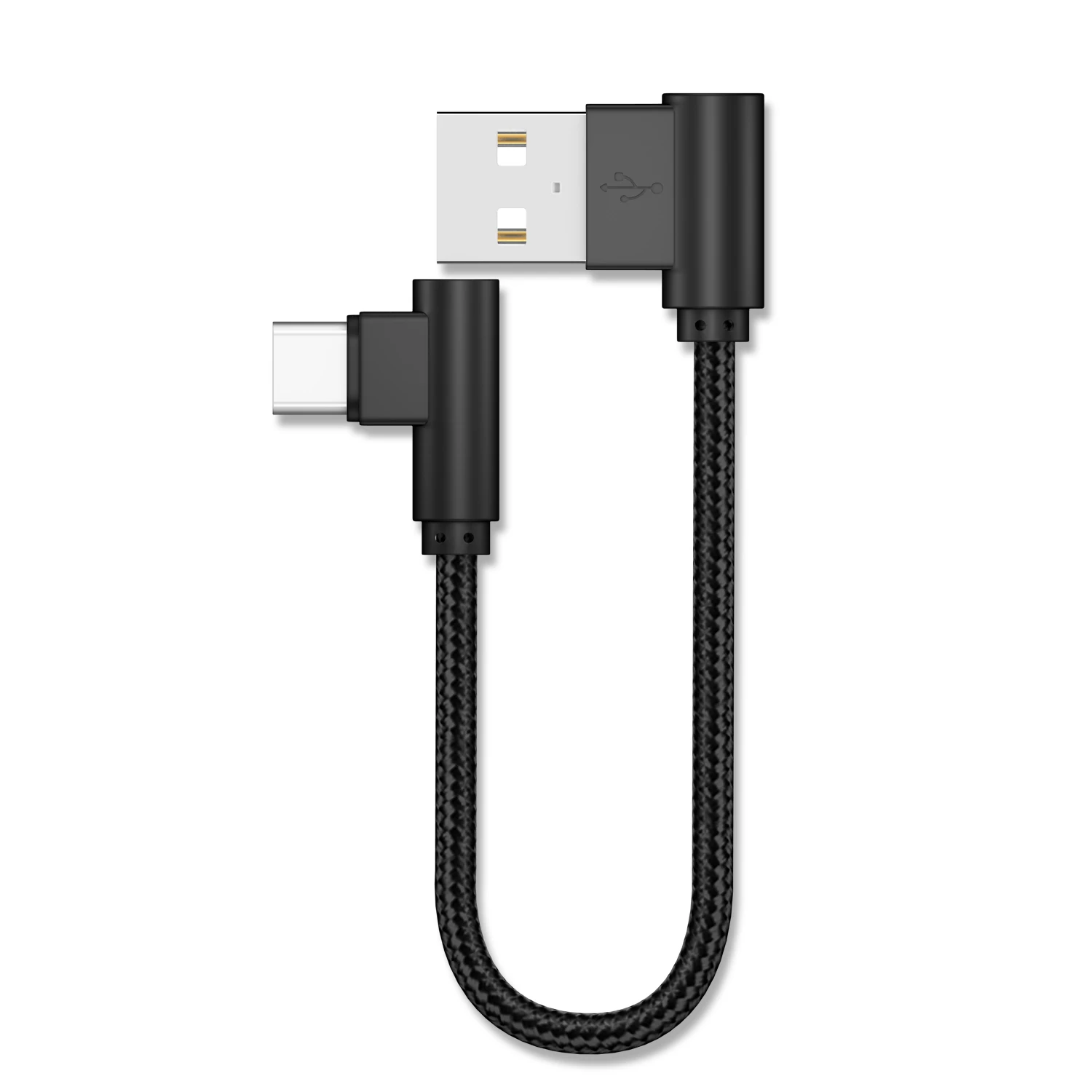 Короткий зарядный кабель Micro USB длина 22 см Type C до колена 90 градусов для смартфонов
