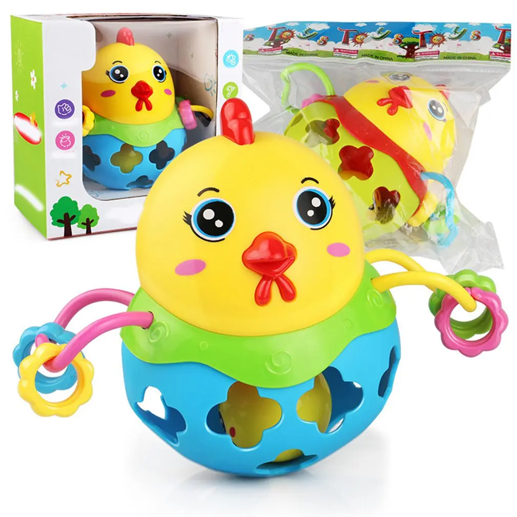 

Baby Rattles Handbell Cute Cartoon Chicken Musical Instrument Rhythm Shaking Ball Baby Toy Sensory Developmental Toy for Infants