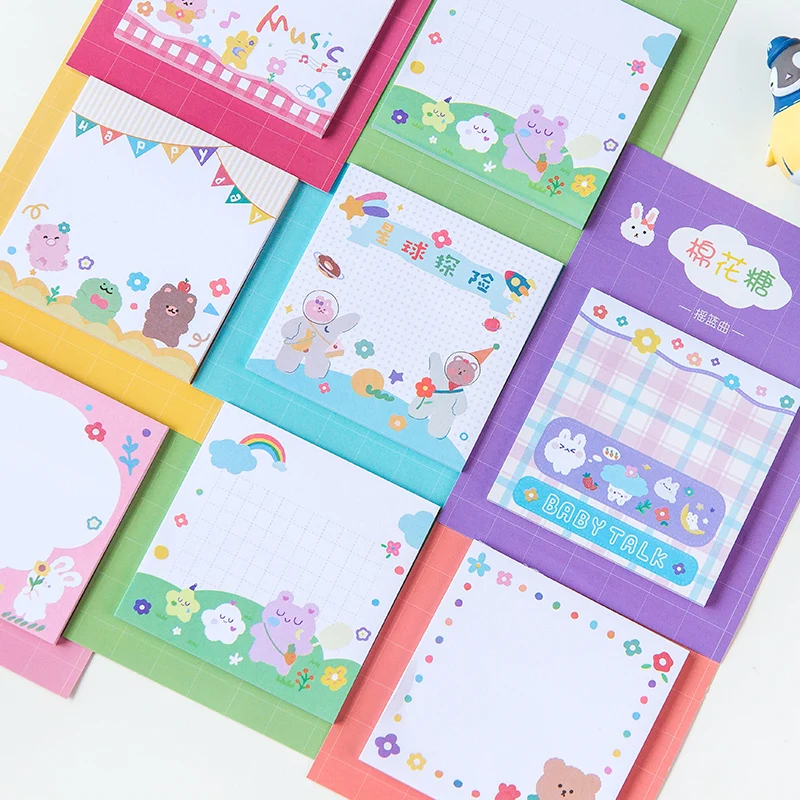 

7pcs Cartoon Cute Cotton Candy Sticky Notes Adhesive Memo Pad Book Marker Planner Decoration Sticker Office School Supply H6858