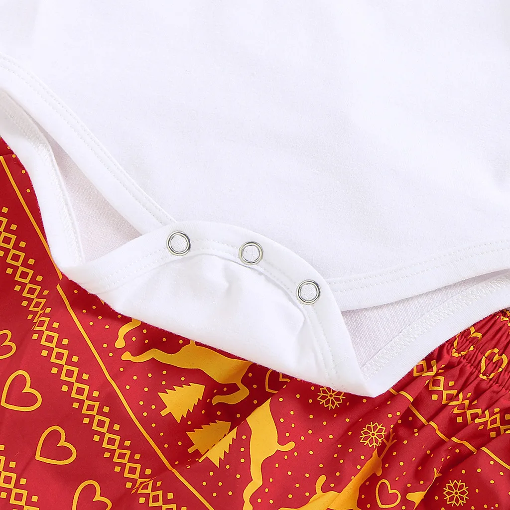 Одежда для маленьких девочек; Рождественский комплект одежды для малышей; боди для новорожденных; юбка на подтяжках с принтом оленя; повязка на голову; комплект из 3 предметов; рождественские наряды