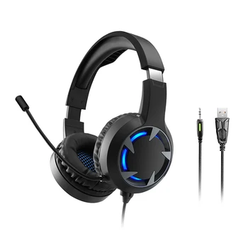 

New LED illuminated gaming headset, virtual surround sound USB headset gaming headset with microphone for PC PUBG