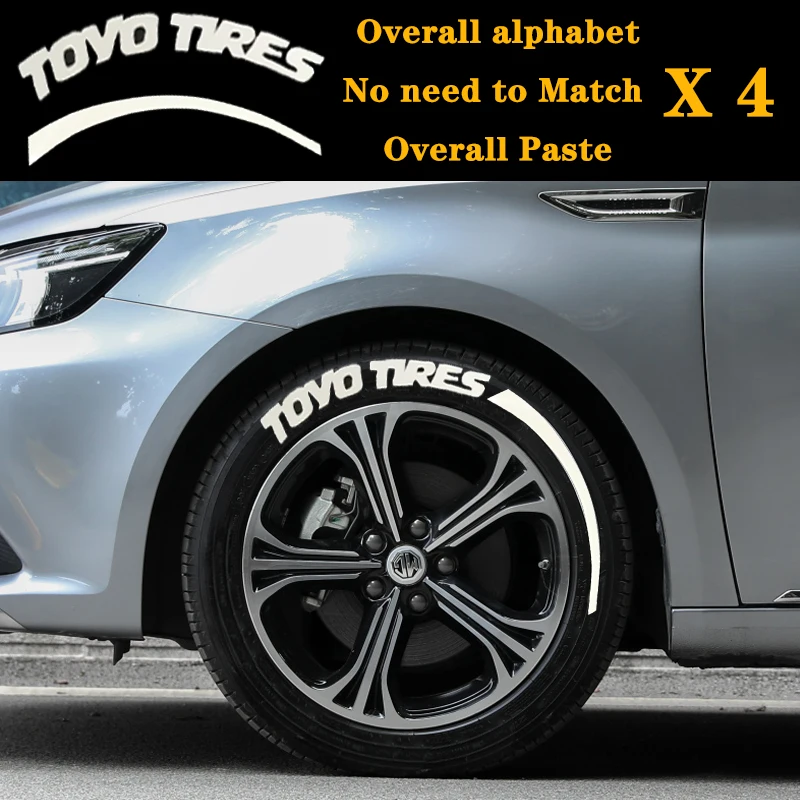 Комплект для перманентной маркировки шин с наклейкой на шину DIY Наклейки для шин Клейкие перчатки наждачная бумага - Название цвета: TOYO TIRES X4