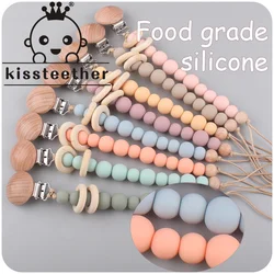 Kisteether novos produtos para bebê hemu faia woonden clipe criativo bebê contas de silicone mordida dentes chupeta corrente anti gota
