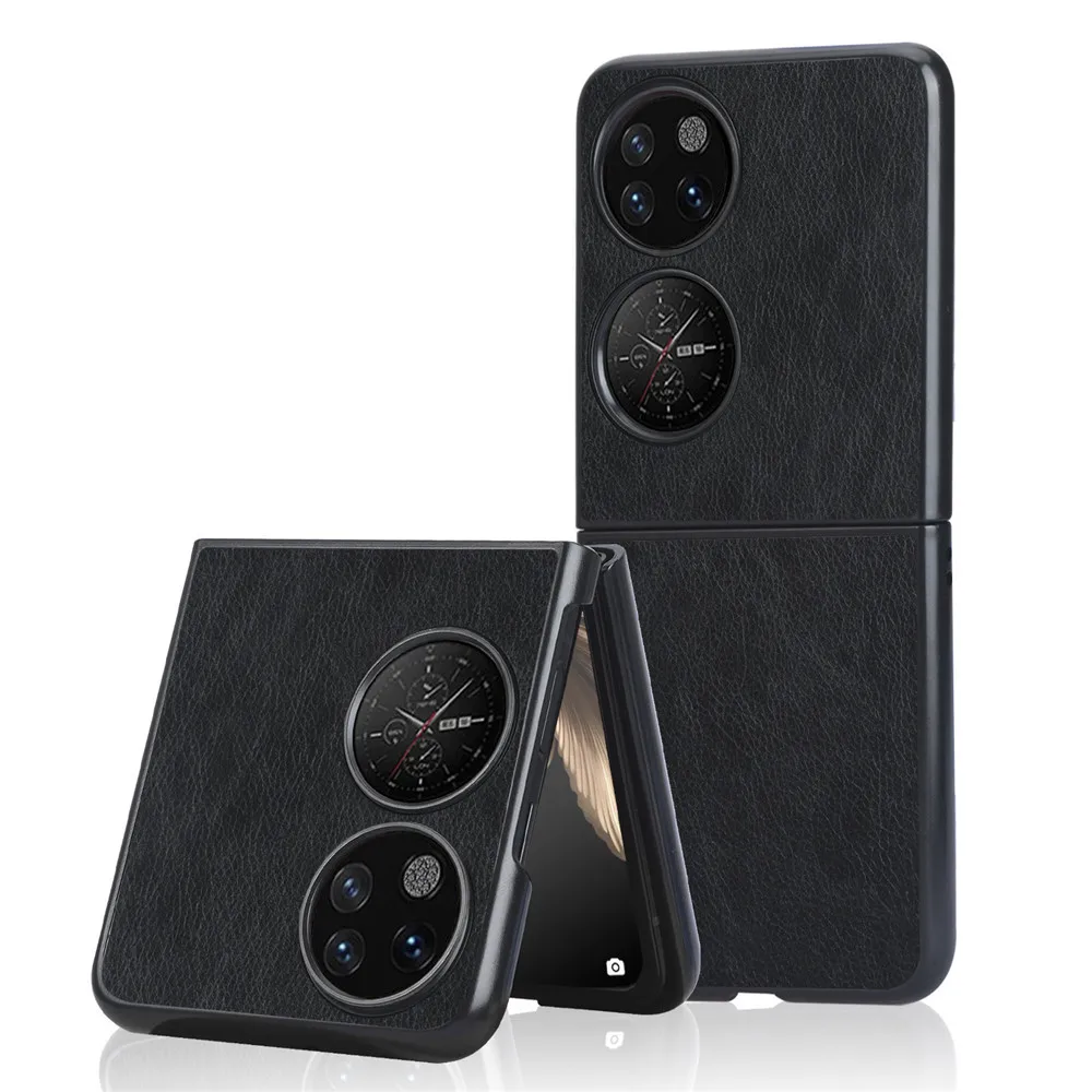 Fashion Litchi Skin Pu Cover Posteriore Rigida In Pelle Per Huawei P50 Pocket 2 Custodia Per Huawei P50Pocket Pocket Pocket Pocket Borsa Per Telefono