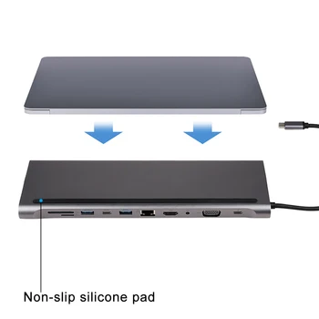 

11 in1 USB-C HUB Type C HUB to USB 3.0 Thunderbolt HDMI VGA 3.5mm Audio RJ45 Adapter for MacBook Pro Samsung Galaxy S9 USB C HUB