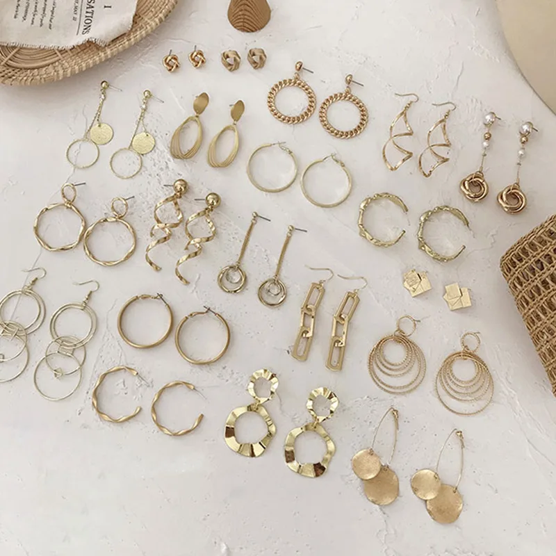 MENGJIQIAO геометрический золотистый серьги-кольца из металла для женщин массивные ювелирные изделия нерегулярные круглые висят Brincos вечерние ювелирные изделия