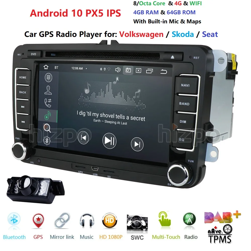 Two Din Car Multimedia Player Android 4G 64G PX5 Auto Radio For Skoda/Seat/Volkswagen/VW/Passat b7/POLO/GOLF 5 6 DVD GPS 8 Cores