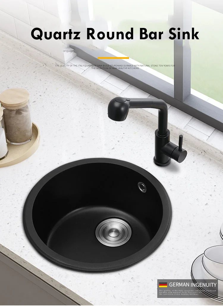 Quartz Granite Composite Kitchen Sink Single Bowl Midnight ...