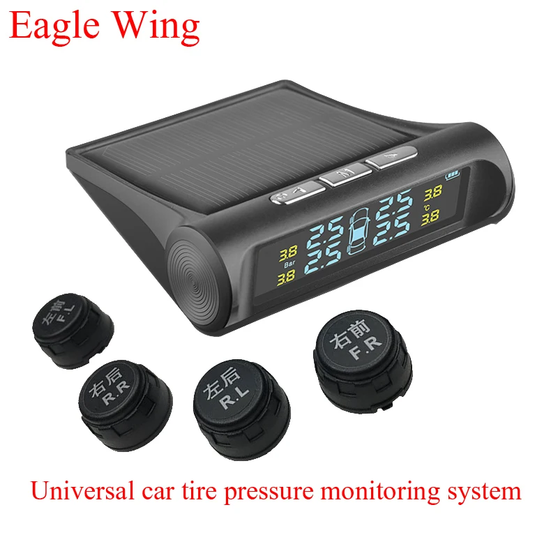 

Universal car tire pressure monitor system car tire detection external sensor automatic alarm system wireless with solar panel