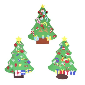 

2021 Christmas Felt Tree Kids DIY Christmas Decoration for Home Navidad Christmas Ornaments Santa Claus Xmas Tree New Year Gifts