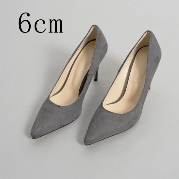 Grey 6cm Pumps Женская обувь на высоком каблуке; женские туфли-лодочки; однотонные брендовые модельные туфли с острым носком без застежки; свадебные туфли; Новинка года - Цвет: Grey 6cm Pumps