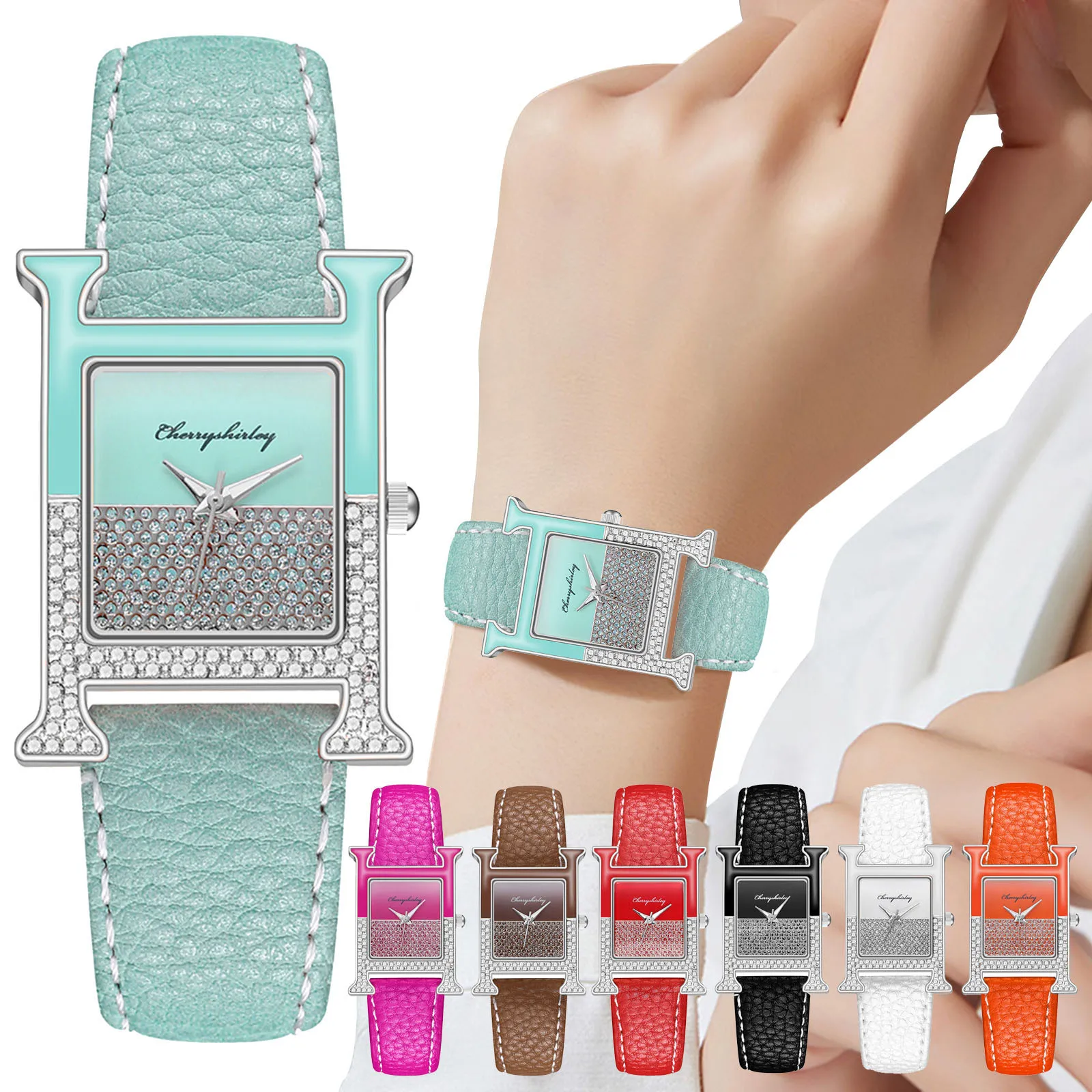Fashion Reloj Mujer Dark Gold Women Vintage Watches Ladies Leather Belt Analog Quartz Square Korean Rhinestone Watch Часы |
