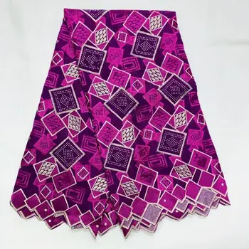 

Purple African Nigerian Dry Lace Fabrics High Quality Cotton Lace Fabric with Stones Embroideried Latest Lace Fabric Materials