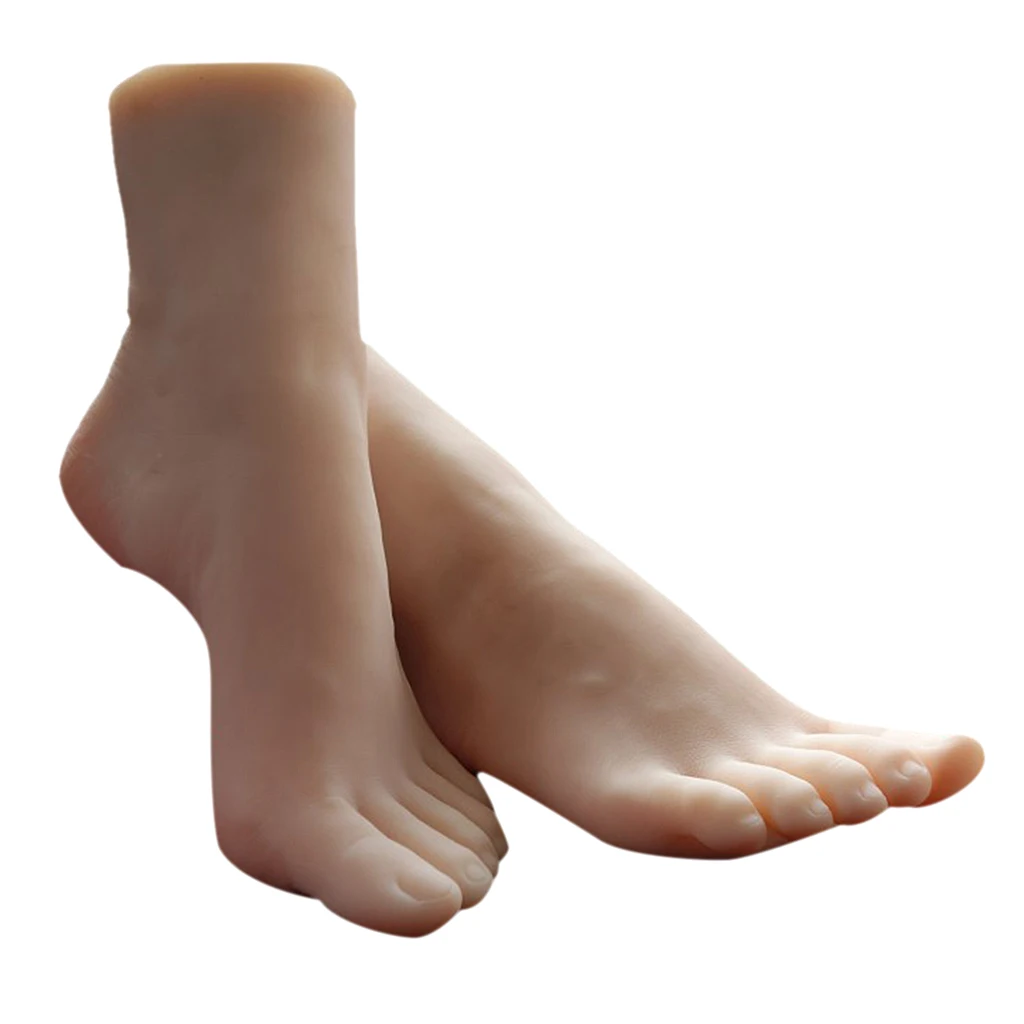 1 Pair Realistic Female Foot Model Tattoo Practice, Nail Art Training Feet Mannequin Foot Model Shoes Sock Jewelry Display Props