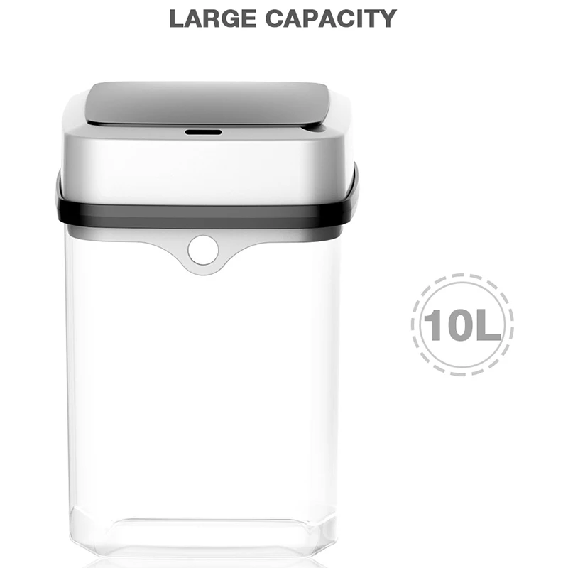 

Automatic Intelligent Sensor Smart Trash Can Dustbin Lid Motion Detector Kitchen Bedroom Energy-Saving No Noise 10L Battery