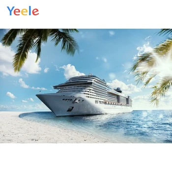 

Yeele Summer Seaside Palm Tree Ship Natural Scenery Photographic Background Custom Vinyl Photography Backdrops For Photo Studio