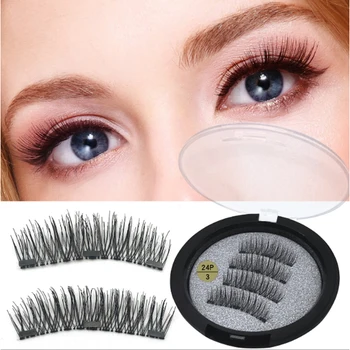

Magnet Fake Eye Lashes Makeup Magnetic Eyelashes with 3 Magnets Handmade 3D Magnetic Lashes Natural False Eyelashes Extension