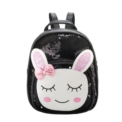 Черный Детский мини-рюкзак унисекс с мультяшными животными, школьный рюкзак, маленькие сумки на плечо, подарок - Цвет: Черный
