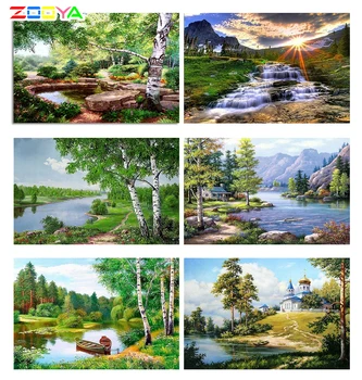 

ZOOYA Diamond Embroidery 5D DIY Diamond Painting Embroidery With Diamonds Cross Stitch Patterns Lake Water Tree Landscape R589