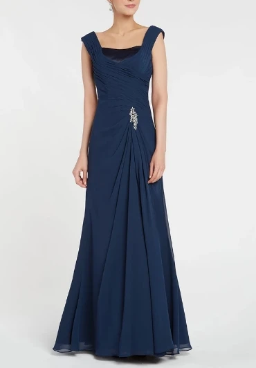 Blauw Lange Chiffon Moeder van de bruid jurken Plus size Custom Scoop Ruches Kralen Formele Jurk Moeder jurken voor bruiloft Blauw Lange Chiffon Moeder van de bruid jurken Plus size Custom Scoop Ruches Kralen Formele Jurk Moeder jurken voor bruiloft