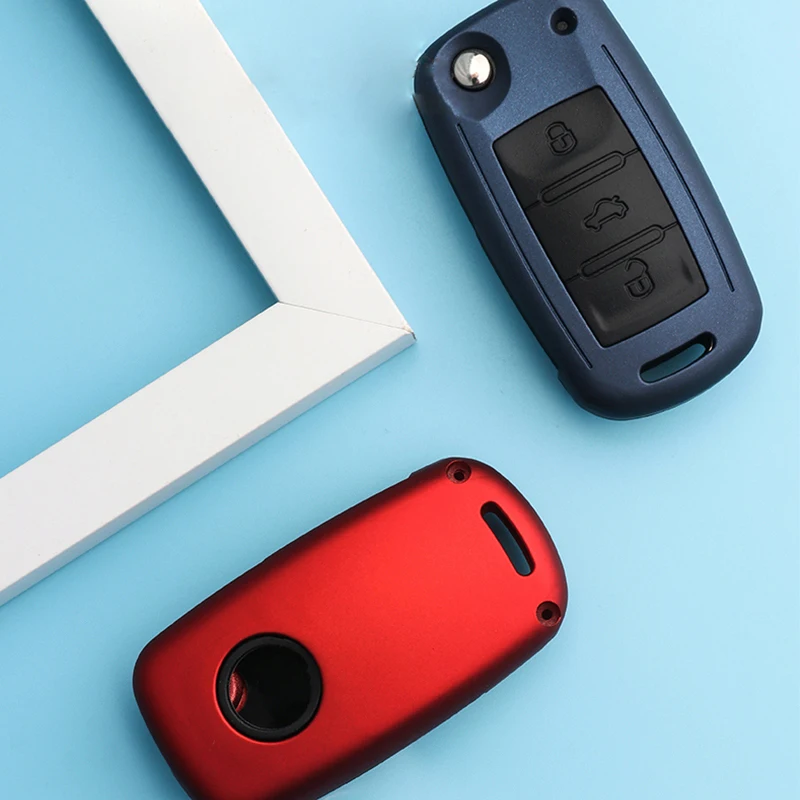 Key Case Cover Car Key Shell Silicone Carbon Fiber Car Key Cover Case For Volkswagen VW Golf Bora Jetta POLO Passat B5 B6 Skoda Octavia A5 Fabia SEAT Ibiza