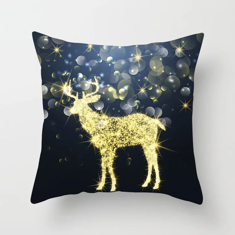 

New Year Christmas Decorations for Home Cushion Cover European and American Christmas Tree Style Digital Printed Gold Pillowcase