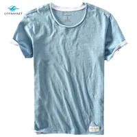 Hommes été marque de mode japon Style bambou coton couleur unie à manches courtes T-shirt mâle décontracté Simple mince blanc T-shirt t-shirts 5