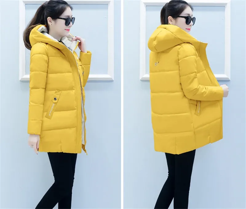 New Winter Women Casual Long Sleeve Hooded Jackets Loose Warm Middle School Student Cotton Coat Female Coats Zipper Outerwea