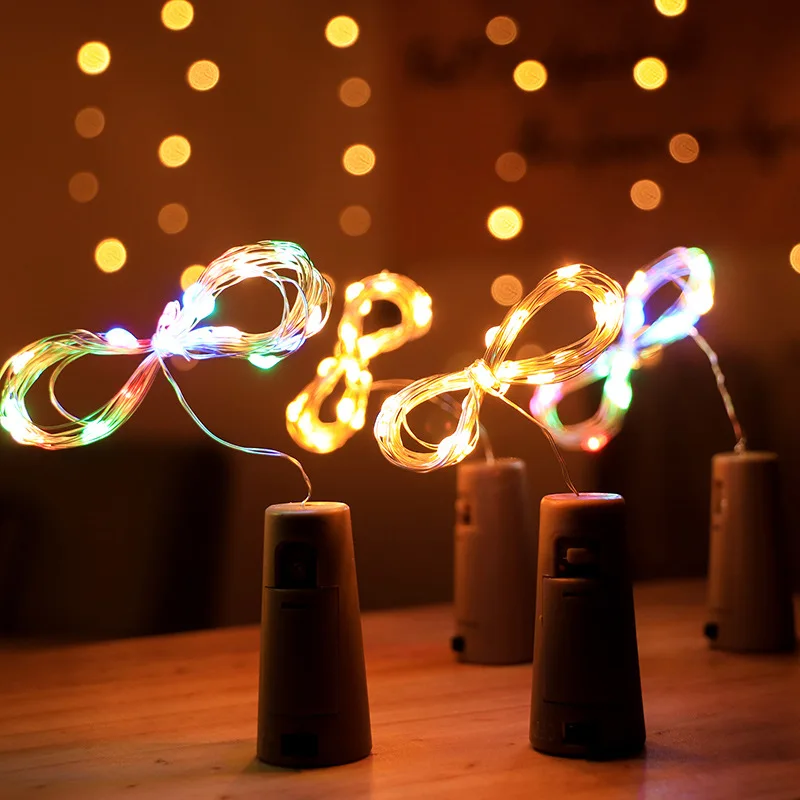 Guirnalda de luces para botella de vino, decoración de árbol de Navidad para el hogar, ornamento de Navidad, regalo de Navidad, Feliz Año Nuevo 2020, 2021