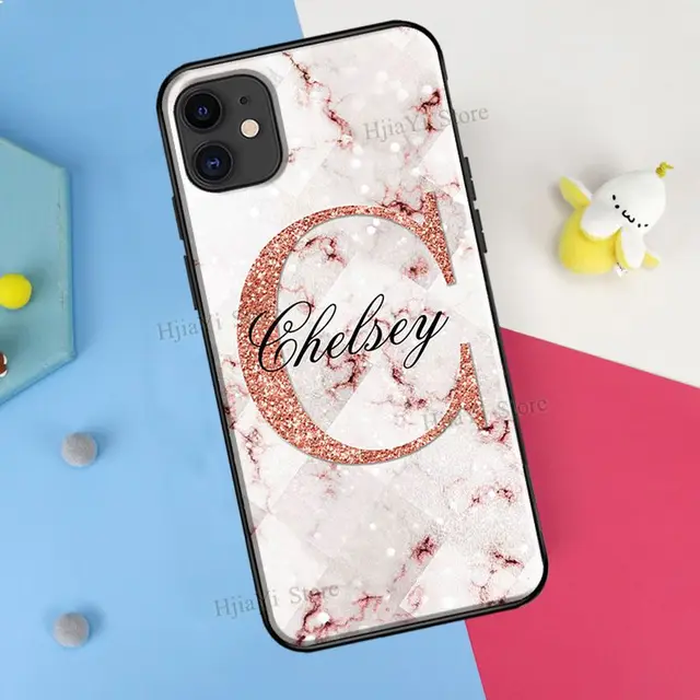 Rose Gold Marble Custom Name Initials Case For Iphone 11 Pro Max Xs X Xr 7 8 Plus Se For Iphone 12 Pro Max 13 Mini Coque Phone Case Covers Aliexpress