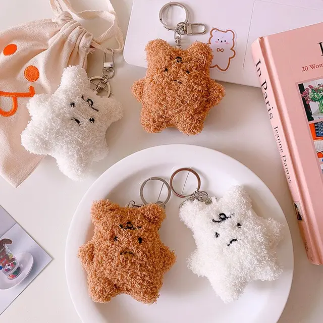 Korean Style Ins Plush Bear Keychain Student Bag Pendant Car Key Ring Girl Cute Decoration Accessories Gifts 1