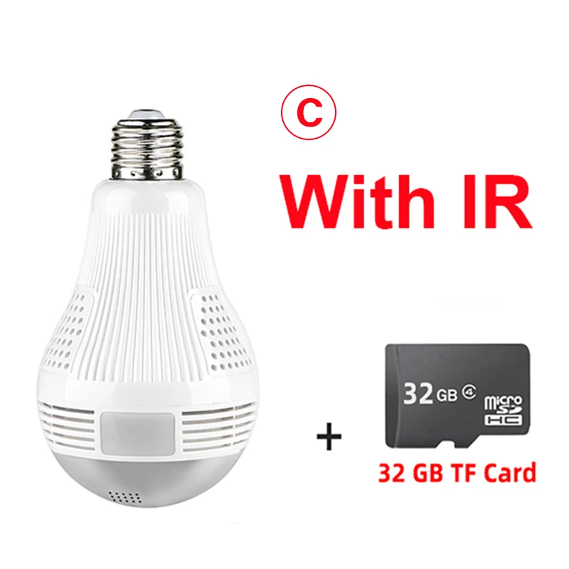 Panorâmica sem Fio de Segurança em Casa Wi-fi Cctv Fisheye Lâmpada Câmera ip Led Luz 4 em casa wi-fi cctv fisheye lâmpada câmera ip