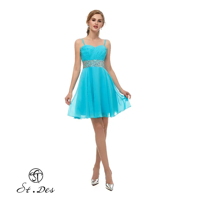 $ S.T.DES Evening Dress 2020 New Arrival A-line Sweatheart Tiffany Sleeveless Designer Short Party Dress Dinner Dress