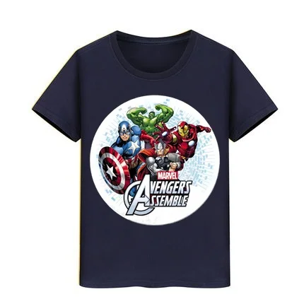 

Avengers ssemble T-Shirt Boy Girl tshirt Hulk Thor Spider Man Captain America Leagued Children T shirt Marvel Teenagers tees kid