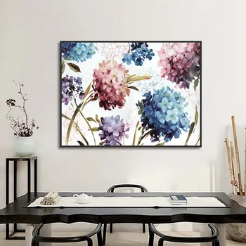 

Nordic Abstract Hydrangea Flower Canvas Art Print Painting Modern Girls Room Decor Wall Art Picture Romantic Posters and Prints