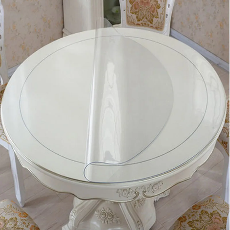 Круглая Прозрачная ПВХ водонепроницаемая скатерть, защитная скатерть для стола, мягкая стеклянная скатерть для обеденного стола, пластиковый коврик толщиной 1,0 мм