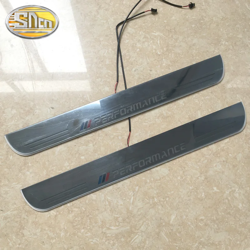  SNCN 4PCS Acrylic Moving LED Welcome Pedal Car Scuff Plate Pedal Door Sill Pathway Light For BMW X5