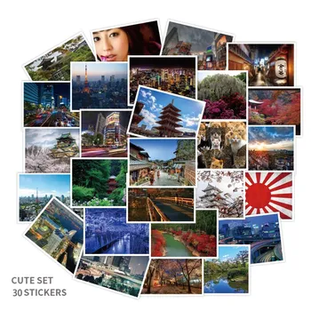 

30Pcs Japanese Literary Scenery Vintage Stickers Travel Diary Decorative Mobile Scrapbooking Stick Label Craft Stickers