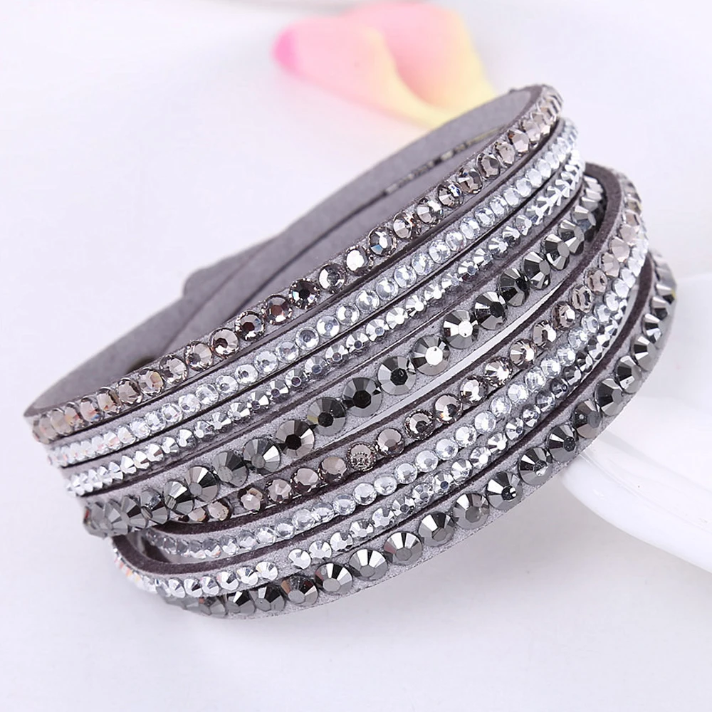 

Crystal Multilayer Wrap Leather Bracelets for Women Girls Rhinestone Zircon Bracelet Jewelry Party Women Charm Accessories Gifts